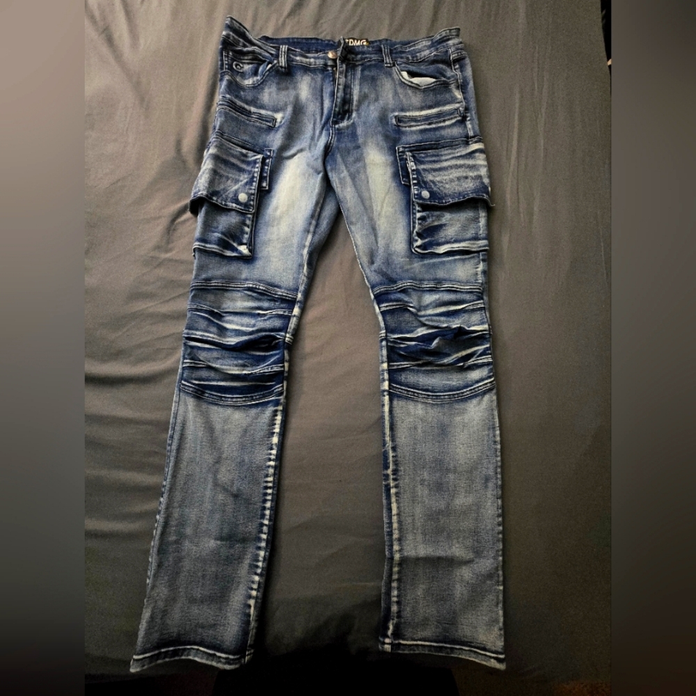 CDMG & CO Men's Blue Jeans with Cargo Pockets ( Good CONDITION)